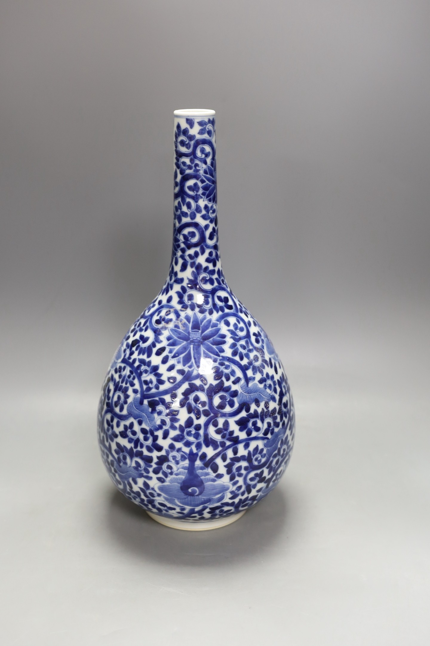 A Chinese blue and white bottle vase, 40 cms high.